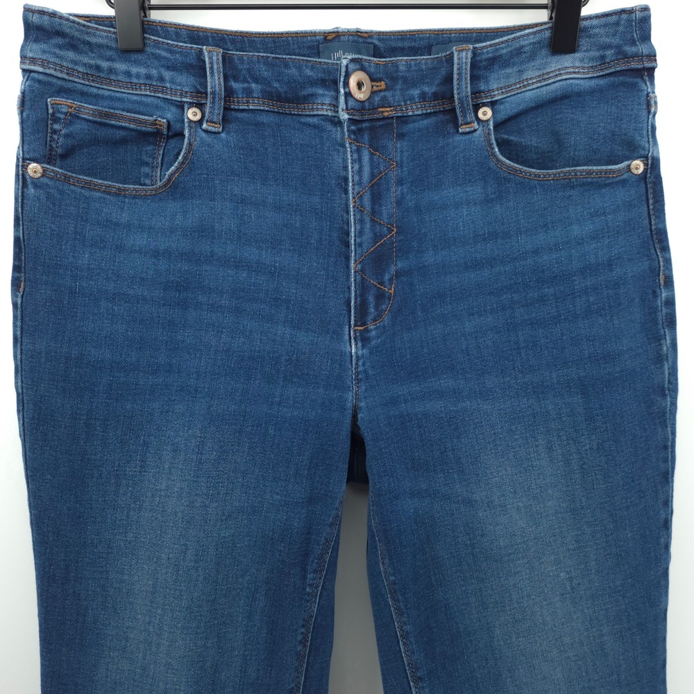 J. Jill High-Rise Straight Leg Womens Jeans 10P Blue Denim Zigzag Stitch - Picture 2 of 11